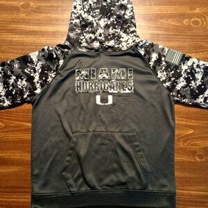 MIAMI HURRICANES CAMO HOODIE - Kids XL // College Sports Hooded Sweatshirt